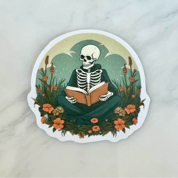 5/$10 Waterproof Vinyl Stickers Skeleton Cloak Flower Field Spooky Halloween - Picture 1 of 1